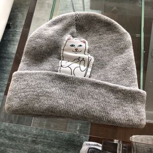 Ripndip Lord Nermal handmade grey beanie